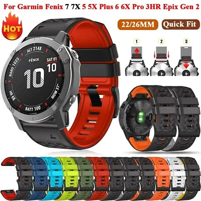 Quickfit Smart Watch Band Fr Garmin Fenix 7 7X Silicone Strap 6X 6 Pro 5X 5 Epix • $10.23