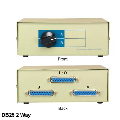 Kentek 2-Way DB25 Manual Data Transfer Switch Box Rotary Parallel PC Printer • $40.42
