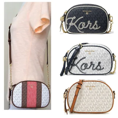 Michael Kors Jet Set Charm Small MK Logo Signature Oval Camera Crossbody Bag • $92.98