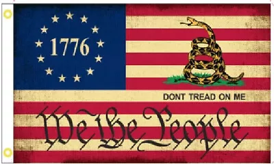 Betsy Ross We The People Gadsden 1776 Vintage 3x5 Foot American Patriot Flag USA • $12.88