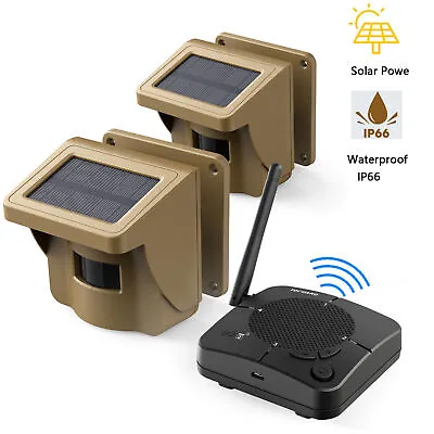 2* Solar Driveway Alarm 1/2 Mile Long Range Wireless Motion Sensor Detector IP66 • $78.99