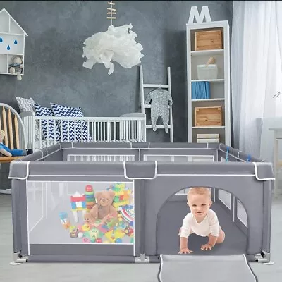 Large Baby Playpen Kids Infant Safety Yard Activity Center Zipper Door  • £9.88