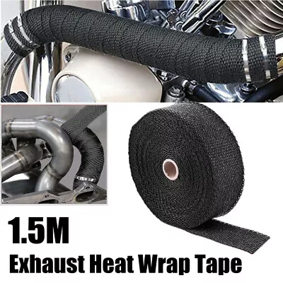 Car Exhaust Pipe Wrap Insulation Glass Fiber Tape Insulation Heat 1.5m Accessory • $11.59