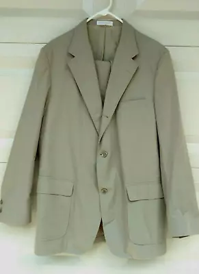 Brooks Brothers Cotton  2 Pc Suit Men 46L /41 Beige/Khaki  3 Button • $85.99