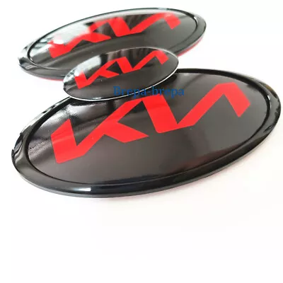 3X B/Red KN Front Emblem Trunk WITH Pins Steering Badge For K5 FORTE OPTIMA • $19.98