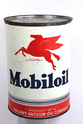 Mobiloil Flying Pegasus Graphic Tin Oil Can Paper Label • $29