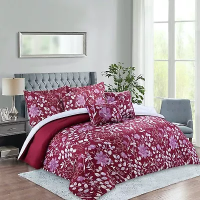 Rainbow Collection Luxury 7-Piece Red Floral Comforter Set - Cal King • $49.99