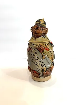 VTG Monkey Beer Stein Prussian Uniform Western Germany Golden Crown E&R Rare Ape • $205.49