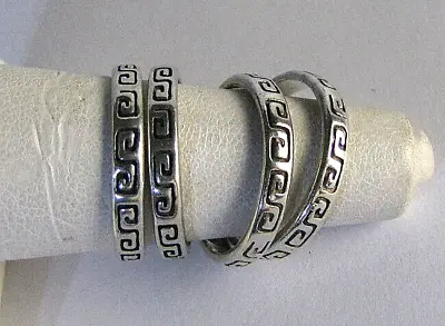 4 - Vintage Sterling Silver Stack Rings Size 6 Band Tribal Design • $47