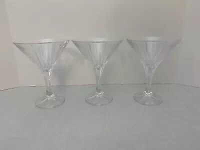 Set Of (3) - Crystal Martini Cosmo Glasses - 6 3/4   Tall - Atomic Starburst • $32.75