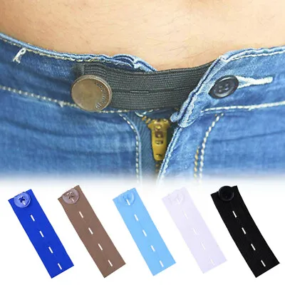 Adjustable Elastic Trouser Jeans Waist Extender Maternity Pants Waistband Button • £1.19