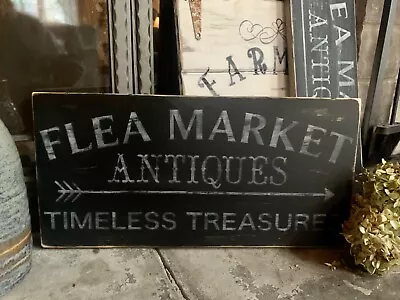 New Modern Vintage Farmhouse Chippy Wooden ANTIQUES Sign • $41