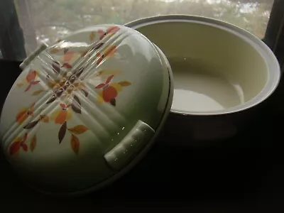 Vtg Autumn Leaf Covered CASSEROLE DISH Halls Superior  Hotdish Bowl & Cover 2 Qt • $9.75