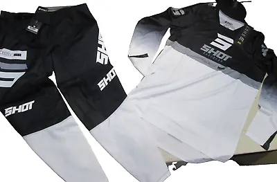 Shot Race Gear Motocross Pants + Jersey Set - 34  Waist + Large Jersey Black+wht • $59.95