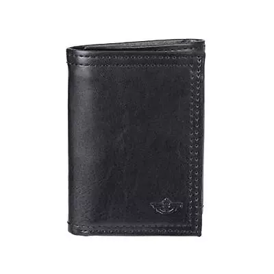  Men's Extra Capacity Trifold Wallet With Zipper Pocket One Size RFID Black • $24.08