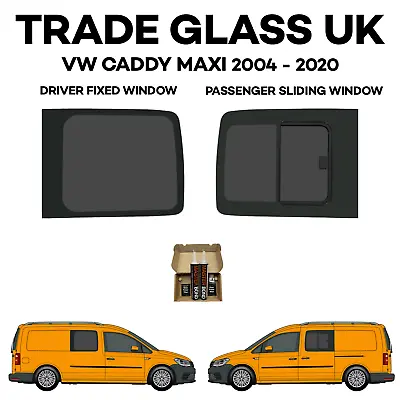 VW Caddy MAXI 04 - 20 Driver FIXED Passenger SLIDING Windows + Bonding  Kit • £260