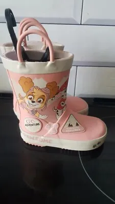 New Paw Patrol Pink Girls Wellies Wellington Boots Size 4 Toddler Infant • £8.99