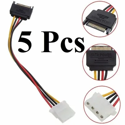 5 X Male Female 4-pin Power Drive Adapter Adaptor Cable To Molex IDE SATA 15-pin • $4.97