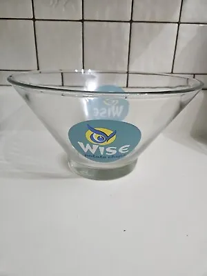 Vintage WISE POTATO CHIPS Clear Glass Chip Bowl Kitchen Advertisement Logo • $49