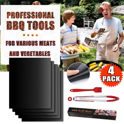 BBQ Grill Mat Reusable Bake Sheet Resistant Teflon Meat Barbecue Non-Stick Party • $13.33
