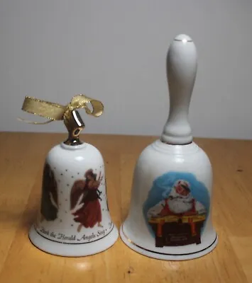 Vintage Set Of 2 Christmas Dinner Bells: Norman Rockwell And Hark The Herald • $10