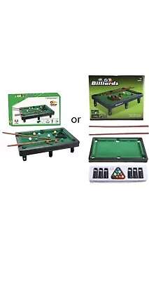 Kids Mini Plastic Table Top Pool Play Snooker Game Set Felt Surface Cues Balls • $10.99