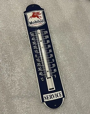 12in Mobil MOBILOIL Mobilgas Porcelain Thermometer SIGN Oil Gas Gasoline • $69.99