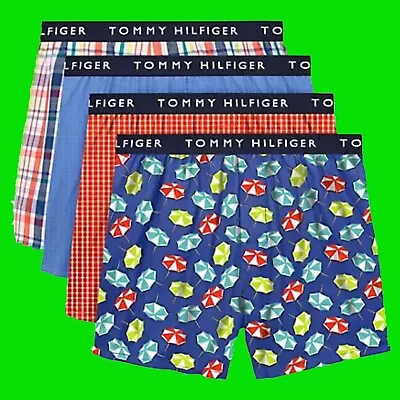 4 Pack Tommy Hilfiger Boxer Briefs Men Woven Cotton Classic Fit Underwear M L XL • $29.95