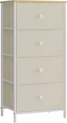 4 Fabric Metal Chest Of Drawers Bedroom Storage Unit Dresser Frame Tall & Slim • £37.95