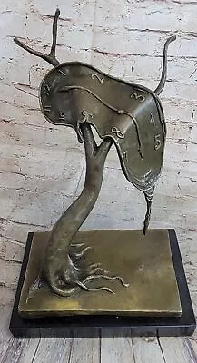 Salvador Dali Melting Clock Tribute Bronze Sculpture Abstract Figurine Figure • $244.65