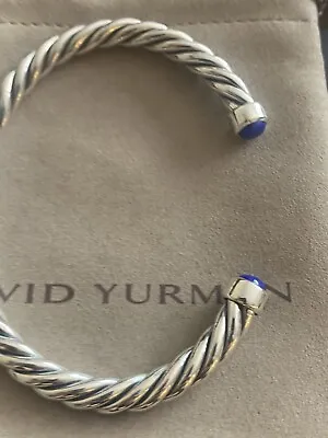 USED  David Yurman Mens Cable Cuff Bracelet Sterling Silver & LAPIS • $375