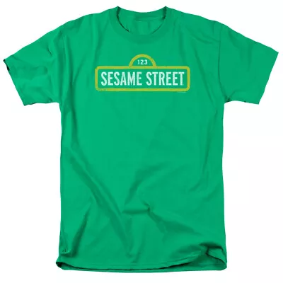 Sesame Street Rough Logo T Shirt Mens Licensed Classic TV Show Elmo Kelly Green • $17.49