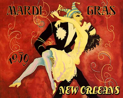 1939 Carnival Mardi Gras New Orleans Lousiana 16  X 20  Vintage Poster FREE S/H • $22.15