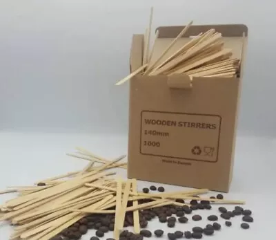 1000 X Wooden Stirrers For Coffee & Tea - 140mm - 5.5'' Biodegradable Sticks  • £3.10