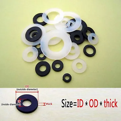 50/100pcs Plastic Nylon Flat Spacer Washer Insulation Gasket Ring For Screw Bolt • $2.39