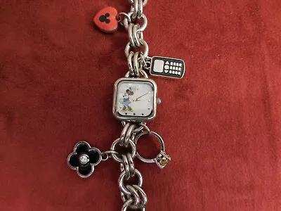 Disney Accutime Women's Minnie Mouse Mother-of-Pearl Dial Charm Watch MN2011 • $21.95