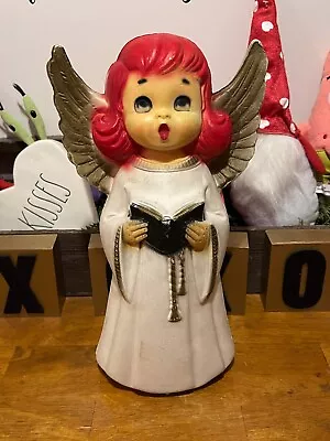 Vintage Lidco Red Hair Blow Mold Angel Christmas Tabletop Plastic Choir Girl • $61.74