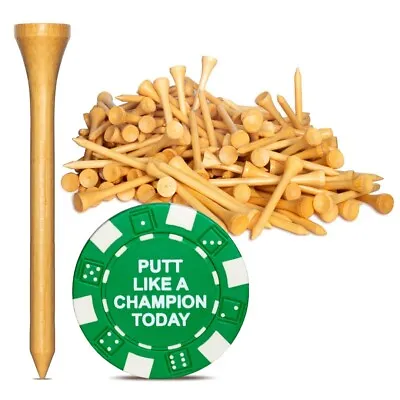  New 250 Bamboo Golf Tees 7x Stronger Than Wood 2-3/4  Height - PGA Approved • $10.99