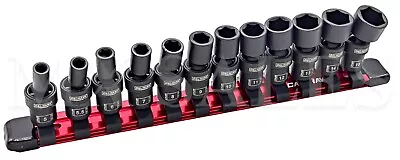 12-PC 1/4  Dr Swivel Impact 6 Point Socket Metric Set W/ Aluminum Socket Holder • $74.99