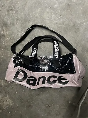 Dance Bag Monogrammed “Madi” Pink Black Sequin Justice • $4.99