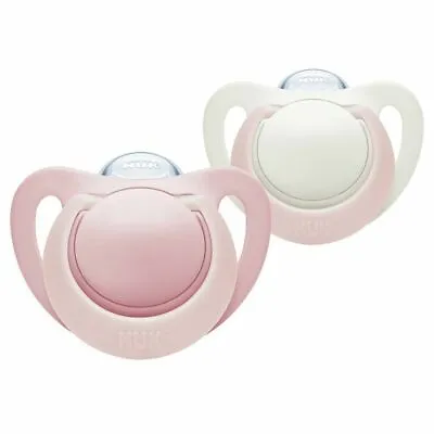£8.99 • Buy NUK Genius Silicone Orthodontic Newborn Soothers Dummy 0-6m - Baby Girl Pink 2PK