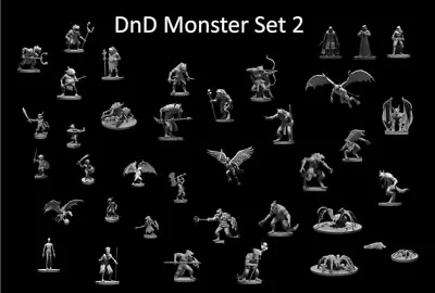 DnD Monster Set Goblins Kobold Werewolf Harpy Gnoll Lizardfolk Mummy 32mm Primed • £9.99