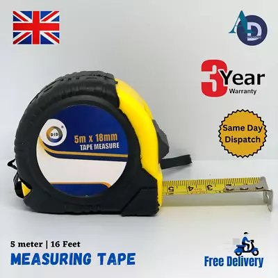 5M Heavy Duty Retractable Measuring Tape Self Power Grip Lock Measure 16FT • £3.89