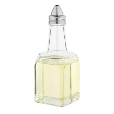 Vinegar Bottle Glass Shaker Oil Pot Cruet Condiment Square With Metal Top • £5.95