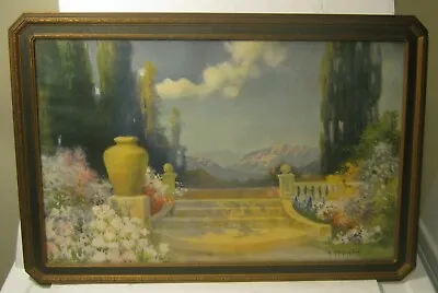 Early 20th Century Lithograph GARDEN LANDSCAPE By R.A. FOX In Original Frame!!! • $85