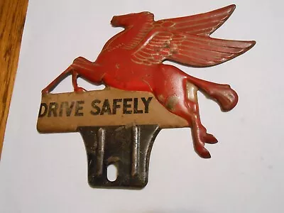 Vintage Mobil Oil Pegasus License Plate Topper Drive Safely • $119.99