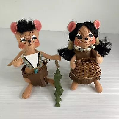 Annalee  Native American Indian 7  Mouse Couple Figures Thanksgiving 2006 Lot • $17.99