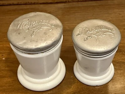 $18.99 • Buy Marinello Cosmetic Makeup Milk Glass Apothecary Antique Jars Original Metal Lids