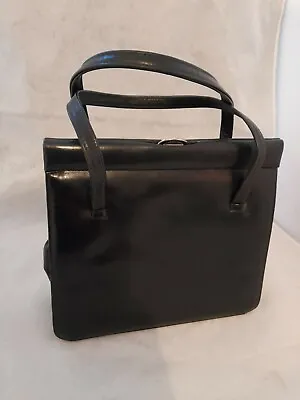 Vintage Black Leather Handbag With Suade Interior • £22