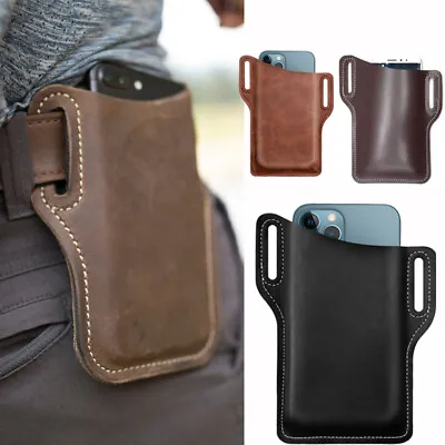 Men Cell Phone Belt Pack Bag Loop Waist Holster Pouch Case​ Leather Wallet Cover • £5.39